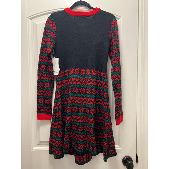 NWT Born Famous Women’s Embellished Holiday Gnome Sweater Dress Size M Black Red - Picture 8 of 8